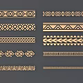 Various Decorative Carved Patterns In Different Strip Styles For Home Decoration 3d model
