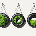 Modern plant hanging tire green plant wall green plant 3d model