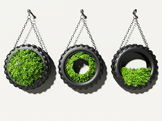 Modern plant hanging tire green plant wall green plant 3d model