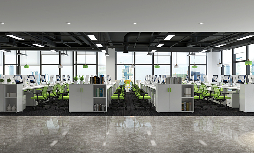 Modern public office area Staff open office area 3d model