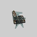 Modern Accent Chair With Colorful Striped Woven Cushion And Transparent Acrylic Arms And Legs