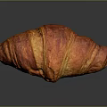 Golden Flaky Croissant With Buttery Layers On Dark Background