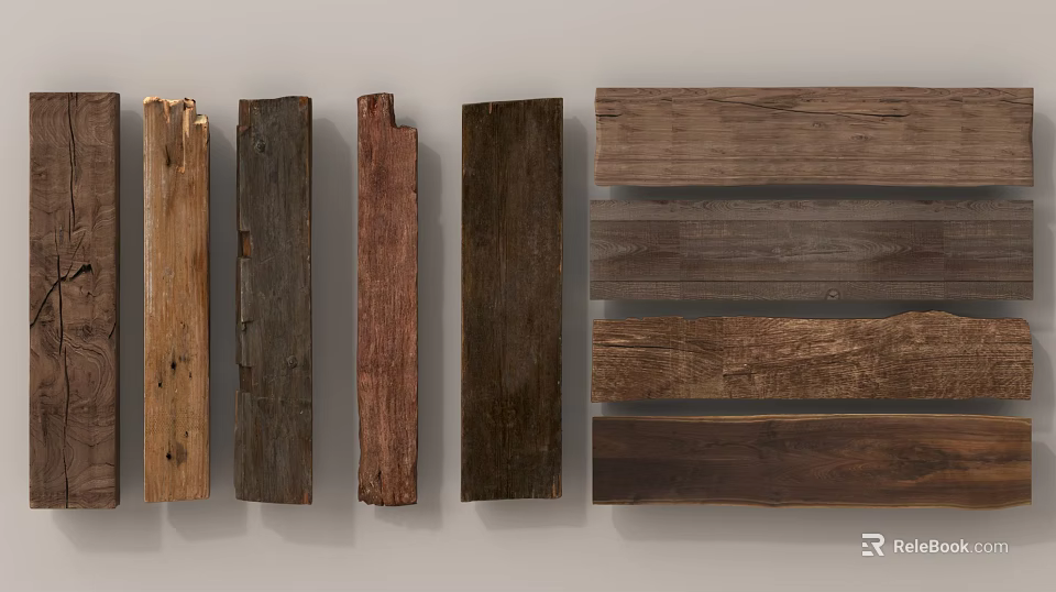 Arbor Wood Samples Featuring Various Natural Textures And Different Color Shades 3d model