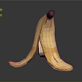 Fresh Yellow Peeled Banana With Spread Out Peel On Dark Reflective Background