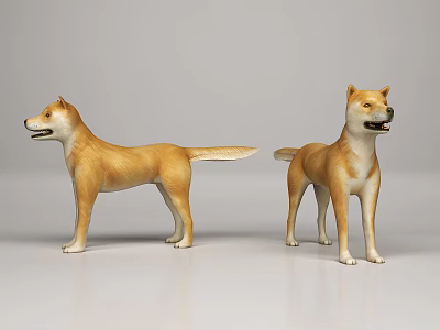 Two Yellow Reptile Models Standing In Lifelike Poses With Detailed Features 3d model