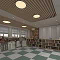 Kids Playroom Interior With Wooden Ceiling Animal Stickers Sofa Window Blinds And White Cabinet
