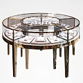 Circular Display Shelf with Glass Cover Multi Tier Design Metal Frame for Jewelry