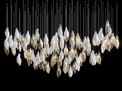 Elegant Modern Chandelier With Teardrop Shaped Crystal Pendants Hanging Light Design 3d model