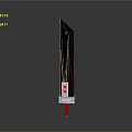 Black Metallic Sword With Red Hilt And Sleek Modern Design Features