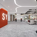 Modern Public Office Space Interior With Workstations Ergonomic Chairs Green Plants And Ceiling Lighting