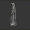 Ancient Stone Angel Statue With Large Wings And Flowing Robe Design 3d model