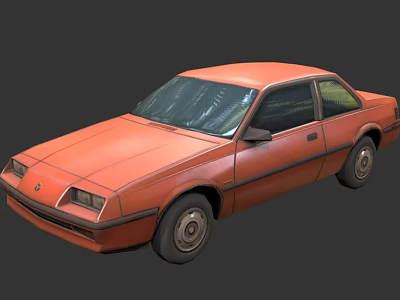 Vintage Orange Functional Car with Two Door Sedan Classic Exterior View 3d model