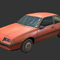 Vintage Orange Functional Car with Two Door Sedan Classic Exterior View
