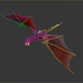 Mythical Red Dragon Creature Flying with Extended Red Wings and Sharp Black Scales