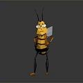 Cartoon Bee Character With Yellow Black Body Big Eyes And Transparent Wings