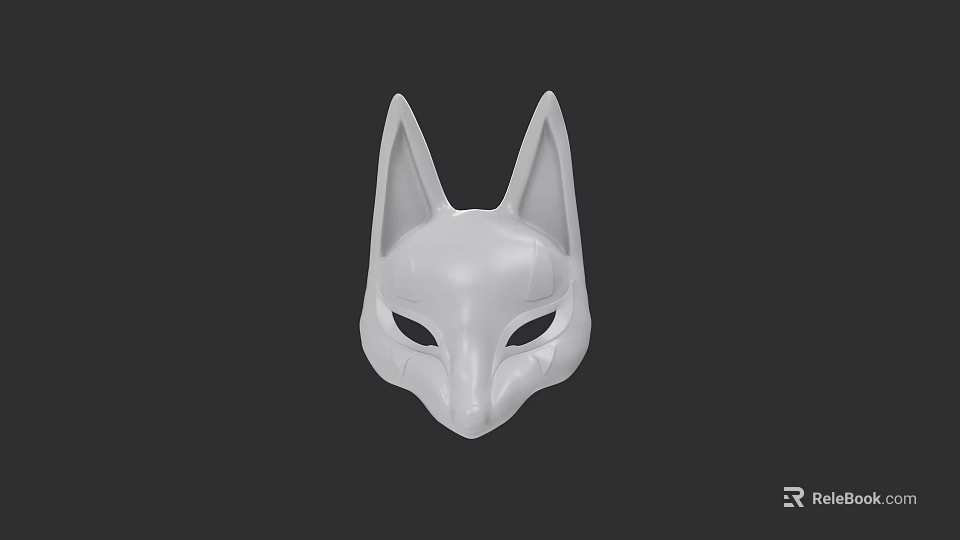 White Fox Character Mask Design With Biological Features And Smooth Surface Finish 3d model 