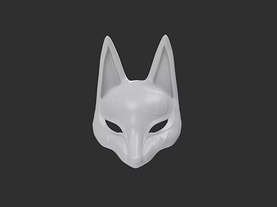 White Fox Character Mask Design With Biological Features And Smooth Surface Finish 3d model