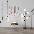 Modern lighting combination chandelier floor lamp 3d model