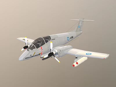 Military Fighter Jet With Twin Propellers Silver Gray Body And Military Insignia 3d model