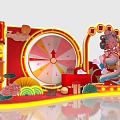 Chinese Traditional Photo Check In Spot With Red Spinning Wheel Lanterns And Lotus Decorations
