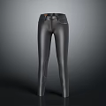 Slim Fit Black Leather Pants With Belt Design And Sleek Texture