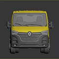 Yellow Modern Double Cab Truck With Flatbed Chassis And Reflective Surface 3d model