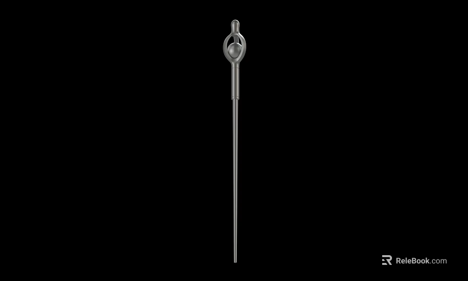 Silver Metal Spear With Long Slender Shaft And Top Ring Structure 3d model