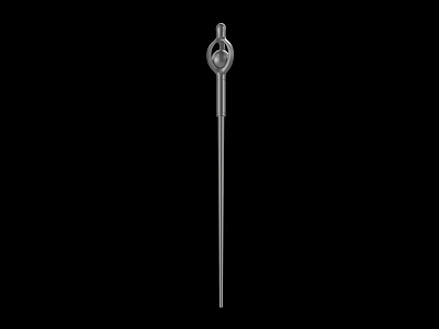 Silver Metal Spear With Long Slender Shaft And Top Ring Structure 3d model