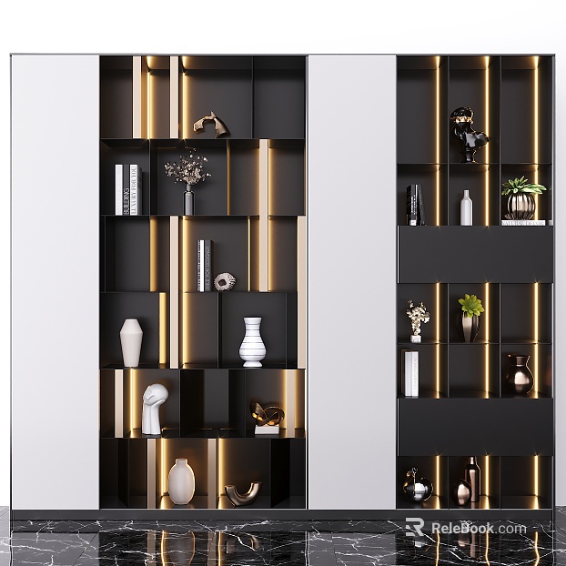 Modern bookcase cabinet decoration texture