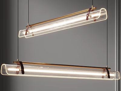 Modern Linear Metallic Glass Tube Pendant Chandelier With Bright Hanging Light 3d model