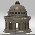 Architectural Dome Structure with Arched Windows and Stone Base Design 3d model