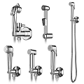 Modern Chrome Shower Head Set With Handheld Overhead And Flexible Hose 3d model