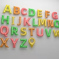 Colorful Alphabet Letters With Yellow Location Pin For Kids Educational Supplies