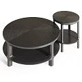 Black Round Coffee Table Set With Textured Surface And Modern Design 3d model