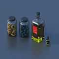 Glass Jars With Nuts Berries And Olive Oil Bottle For Kitchen Storage Supplies