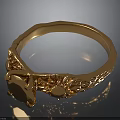 Elegant Golden Ring For Daily Wear With Carved Floral Design And Gemstone