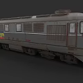 Vintage Rusty Gray Train Locomotive With Metal Carriage And Windows