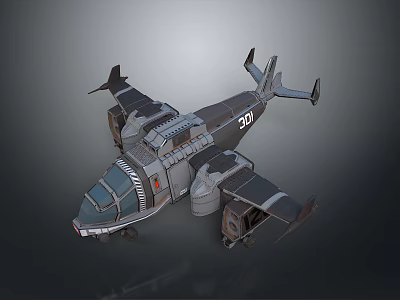 Futuristic Sci-Fi Aircraft 3D Model Featuring Detailed Mechanical Wings And Cockpit 3d model