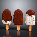 Chocolate Coated Ice Cream Bars With Crunchy Nut Toppings And Smooth Layers