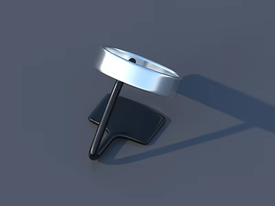 Office Desk With Silver Metallic Accessory Featuring Black Base And Silver Ring On Gray Background 3d model