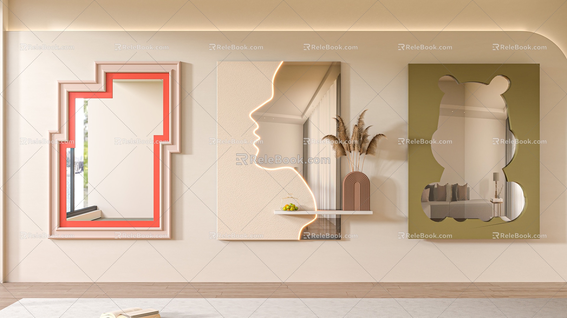 Modern shaped mirror 3d model