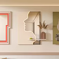 Decorative Wall Mirrors In Various Shapes With Shelf Vase Fruit And Colored Frames 3d model