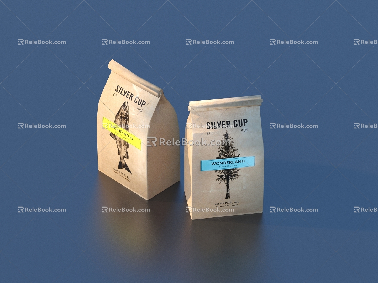 carton paper bag packaging box food 3d model