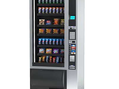 Commercial Vending Machine Stocked With Snacks And Drinks Featuring Digital Display Panel 3d model