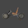 Dark Blue Kids Toy Go Kart With Large Wheels Brown Seat And Exhaust Pipe