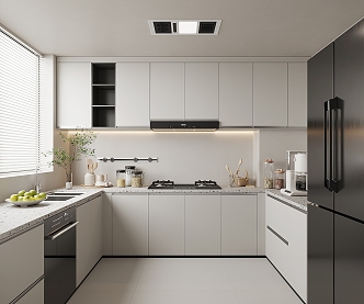 Modern Kitchen Cabinet Hanging Cabinet Kitchen Supplies Range Hood Oven 3d model