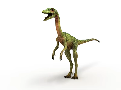 Realistic Green Standing Dinosaur With Long Neck Tail And Bipedal Stance 3d model