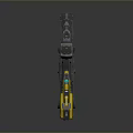 Futuristic Sci Fi Weapon With Yellow And Black Mechanical Armored Structure And Detailed Components
