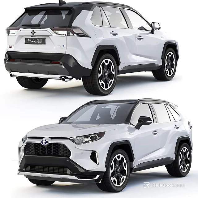 White Toyota RAV4 Hybrid SUV Modern Stylish Exterior Design With Black Wheels 3d model 