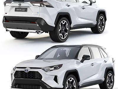 White Toyota RAV4 Hybrid SUV Modern Stylish Exterior Design With Black Wheels 3d model